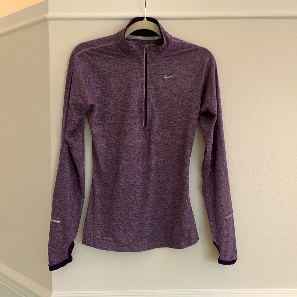 Nike Women’s DryFit Running 3/4 zip purple pullover, size XS